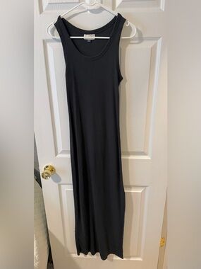 Classic Black Sleeveless Maxi Dress - Timeless Everyday Style - slit on one side